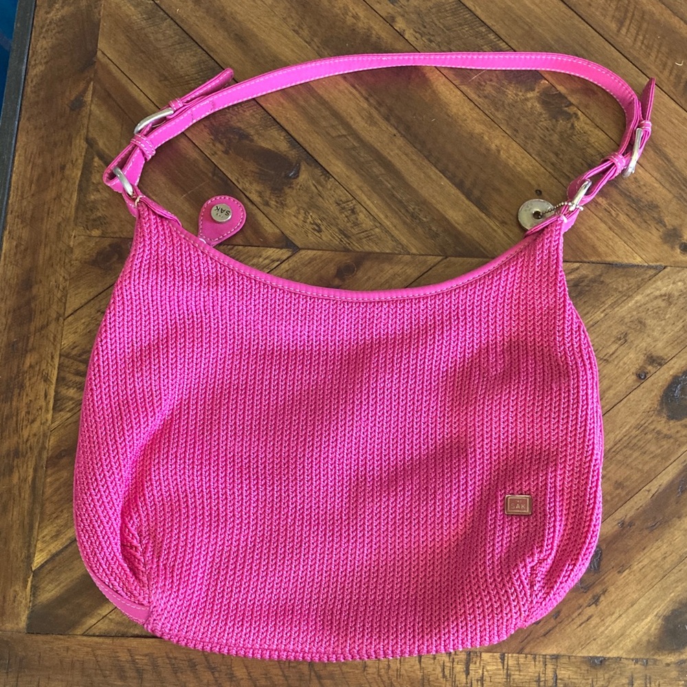 The Sak Bright Pink Knit Shoulder Bag